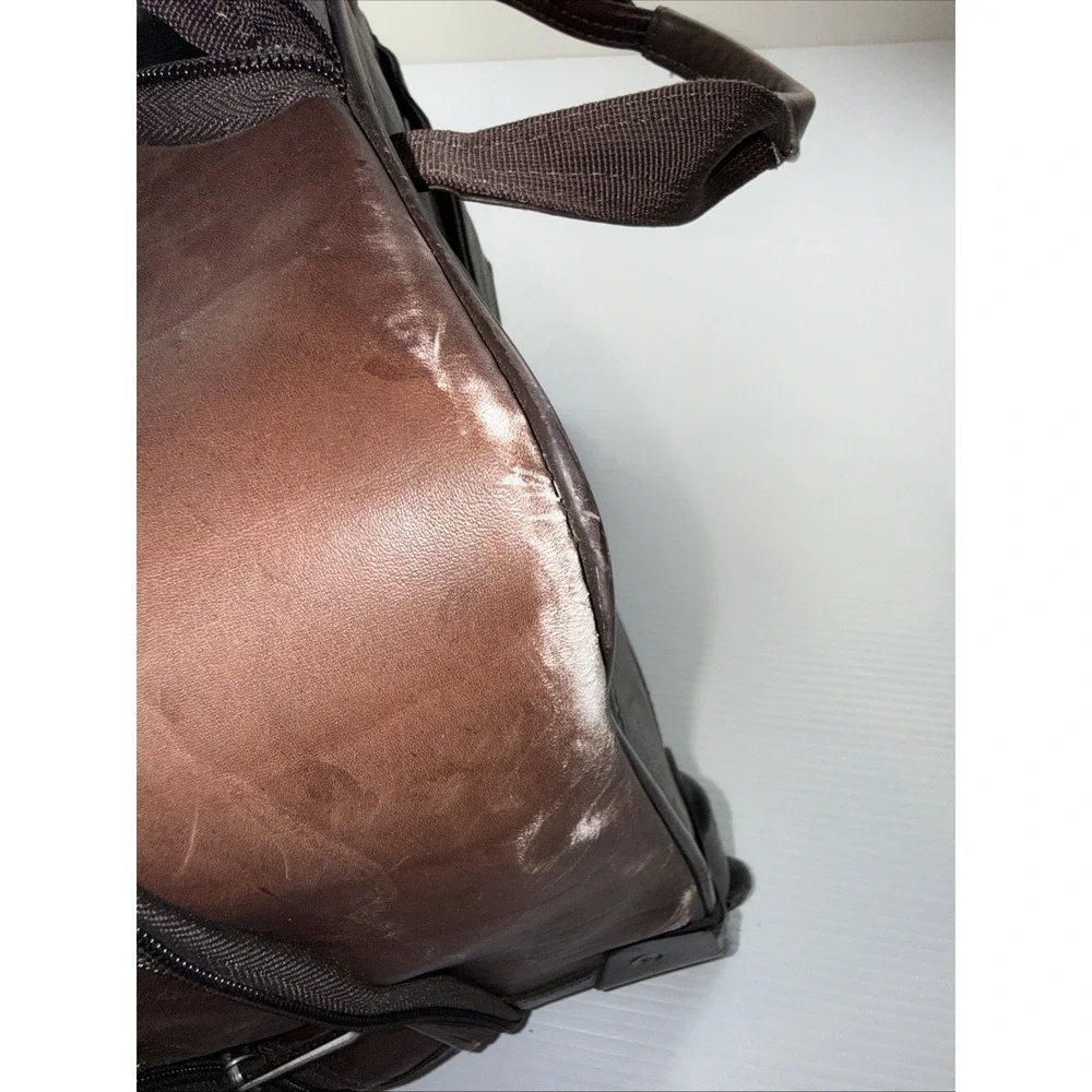 Kenneth Cole Reaction Leather‎ Rolling Briefcase Brown Zippered Laptop